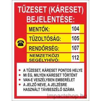 TŰZ ESETÉN (160X250 MM TÁBLA)