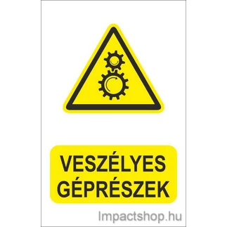 VESZÉLYES GÉPRÉSZEK (160X250 MM TÁBLA)