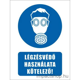 LÉGZÉSVÉDŐ HASZNÁLATA KÖTELEZŐ (160X250 MM MATRICA)