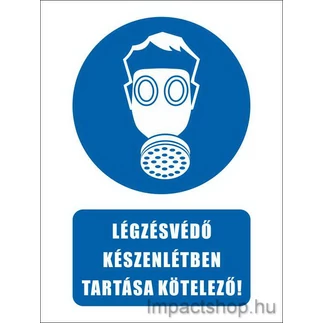 LÉGZÉSVÉDŐ KÉSZENLÉTBEN TARTÁSA KÖTELEZŐ (160X250 MM MATRICA)