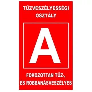 "A" TŰZVESZÉLYESSÉGI OSZTÁLY (160X250 MM MATRICA) "A" TŰZVESZÉLYESSÉGI OSZTÁLY (160X250 MM MATRICA)