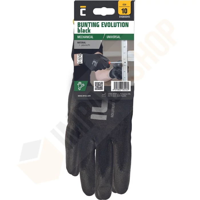 Cerva Bunting black evo 01080045BN PU szerelőkesztyű