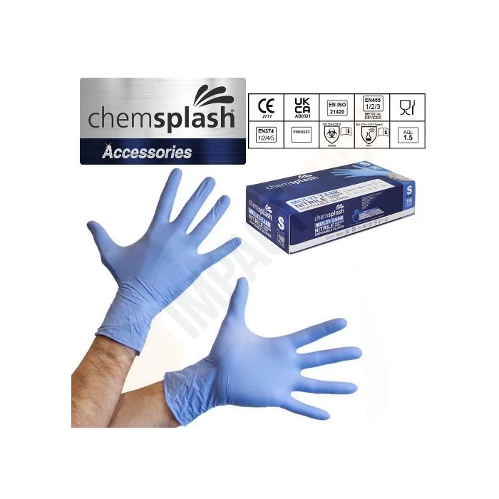 Chemsplash 4010 púdermentes nitril eldobható kesztyű