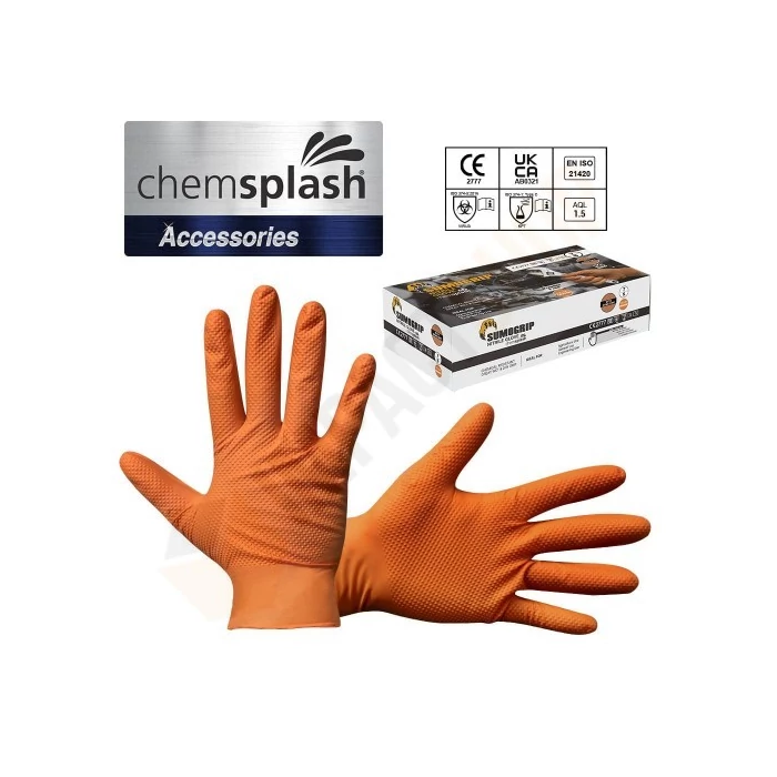 Chemsplash 4070 narancs púdermentes nitril eldobható kesztyű