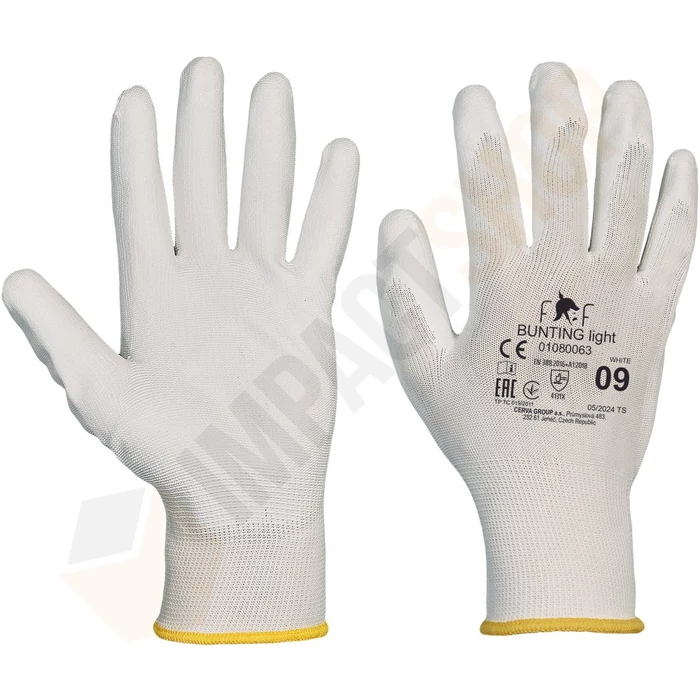 FF Bunting Light HS-04-003 Fehér PU szerelőkesztyű