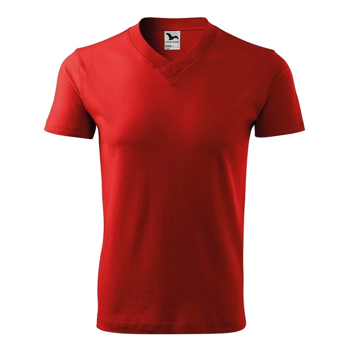 Malfini 102 V-nyakú unisex pamut póló Piros (07)