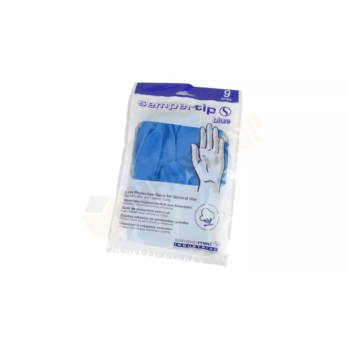 Sempertip kék vegyszerálló latex kesztyű kartonos