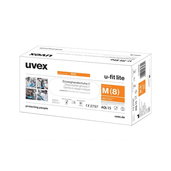 Uvex U-Fit Lite Nitril púdermentes egyszerhasználatos kesztyű