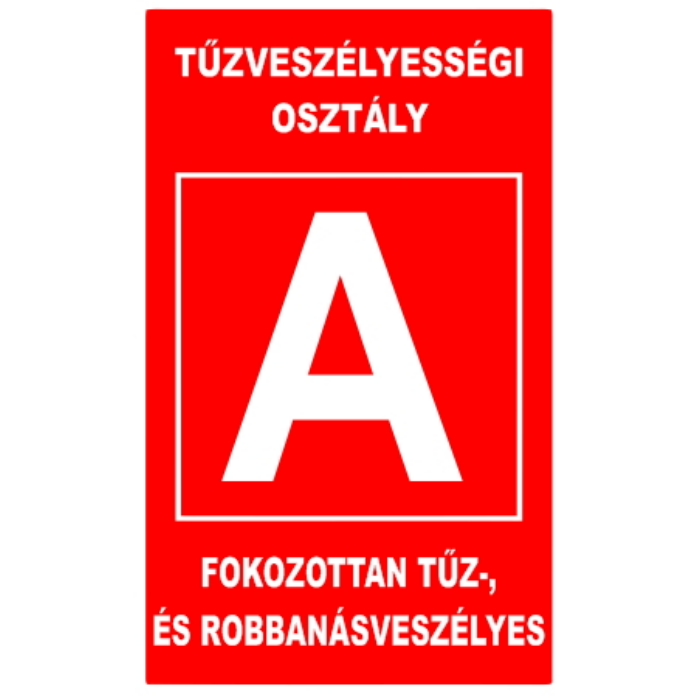 "A" TŰZVESZÉLYESSÉGI OSZTÁLY (160X250 MM TÁBLA)