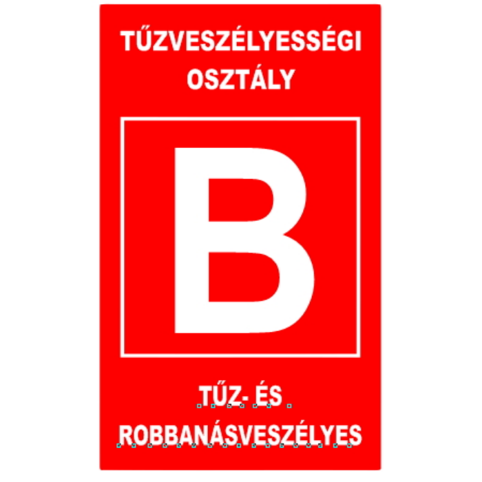 "B" TŰZVESZÉLYESSÉGI OSZTÁLY (160X250 MM TÁBLA)