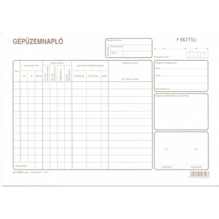 GÉPÜZEMNAPLÓ